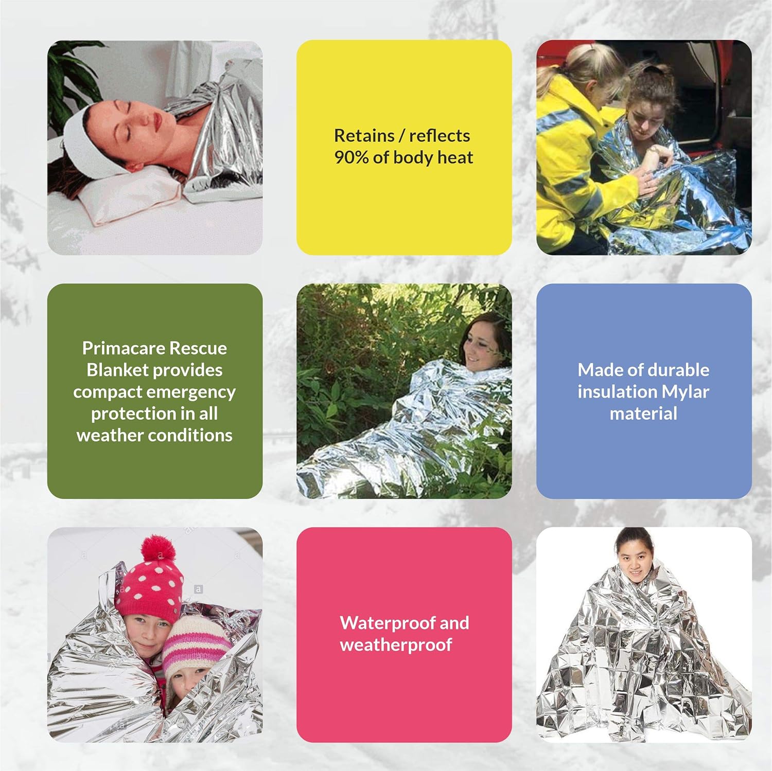 Primacare HB-10 Emergency Mylar Thermal Blankets – 10 Pack, 84" x 52", Silver – Reflective, Waterproof, Retains 90% Body Heat – for Survival, First Aid, Outdoors, Camping, EMS - Image 4
