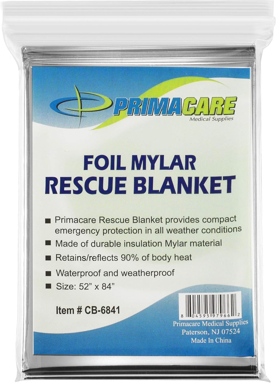 Primacare HB-10 Emergency Mylar Thermal Blankets – 10 Pack, 84" x 52", Silver – Reflective, Waterproof, Retains 90% Body Heat – for Survival, First Aid, Outdoors, Camping, EMS - Image 6
