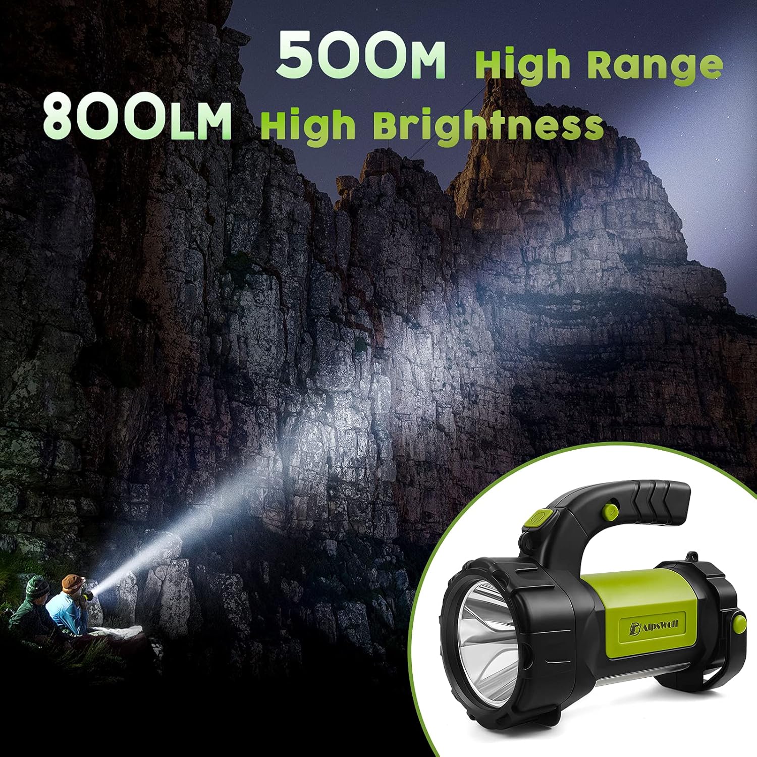 AlpsWolf Camping Lantern Rechargeable, LED Flashlight Spotlight Lantern with 800LM, 3600 mAh, Strap Included Portable Bright Camping Light for Emergency, Outdoor Hiking, Power Outages - Image 3