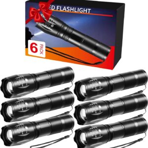 6Pack LED Flashlights High Lumens, 5Mode Tactical Flashlight for Home, Small Flashlights Powerful, Pocket Flash light Battery Powered, Adjustable Mini Torch Light for Father's Day Emergencies Camping