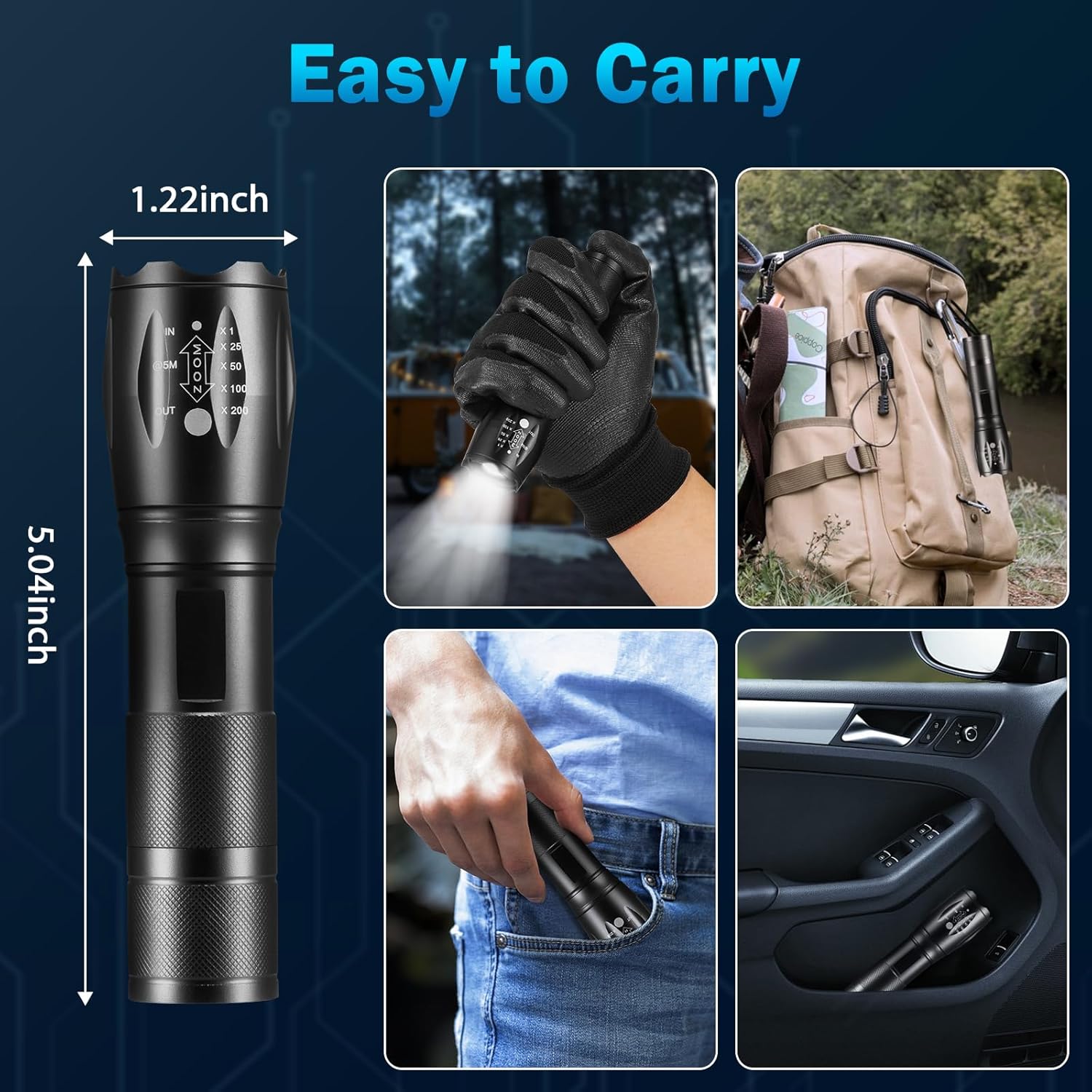 6Pack LED Flashlights High Lumens, 5Mode Tactical Flashlight for Home, Small Flashlights Powerful, Pocket Flash light Battery Powered, Adjustable Mini Torch Light for Father's Day Emergencies Camping - Image 4